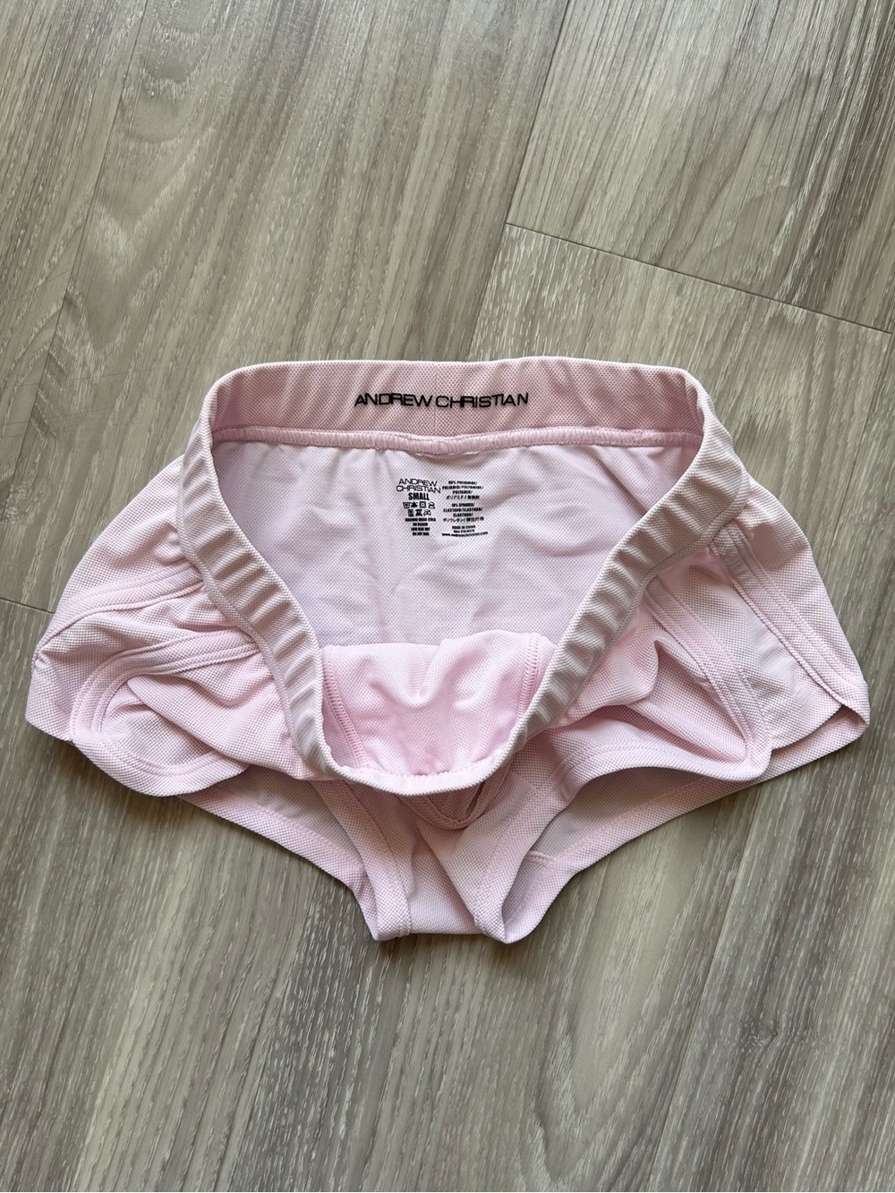 Andrew Christian | Moisture Control Sport Trunks in Pale Pink (Small) - Picture 11 of 13